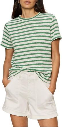 Sanctuary Perfect Texture Stripe Tee in Green Juice/White at Nordstrom, Size Xx-Large P