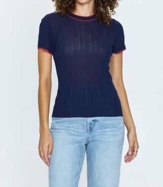 Pistola Denim Romy Crew Neck Tee In Navy With Cherry