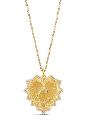 SHYMI Starburst Pav&eacute; Inital Pendant Necklace in Gold at Nordstrom