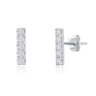 MAX + STONE 14k Yellow or White Gold Small Gemstone Bar Stud Earrings