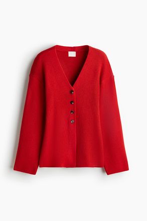 H&M Cardigan in Rippstrick - Red