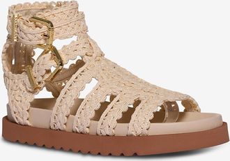 Zimmermann Flache Utility-Sandalen aus Bast Goldie Gladiator