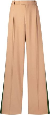 Gucci Wijde Broek - Dames - Wijde Broeken - Beige - L - Wol - Broeken
