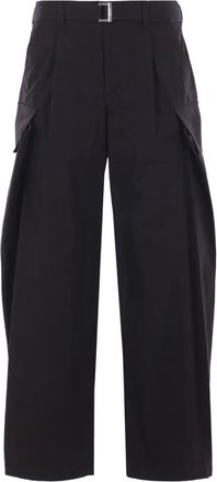 sacai Pantaloni a gamba ampia con cintura - Nero