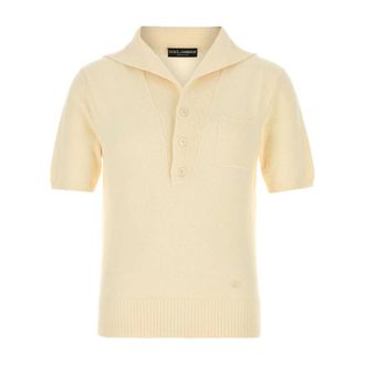 Dolce & Gabbana Polo Shirts, male, Yellow, Size: XL Cotton Blend Polo Shirt