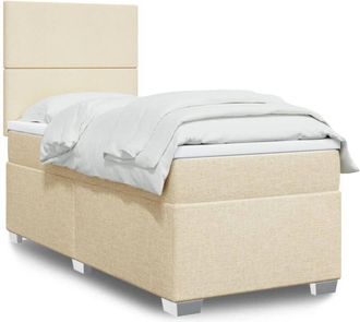 vidaXL Vidaxl - Cama Box Spring Con Colch&oacute;n Tela Color Crema 80x200 Cm