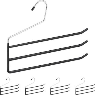 Relaxdays 50x Grucce Multiple per Pantaloni, Set di Stampelle, Metallo, 3 Aste per Gonne, Aperte, Antiscivolo, Nero