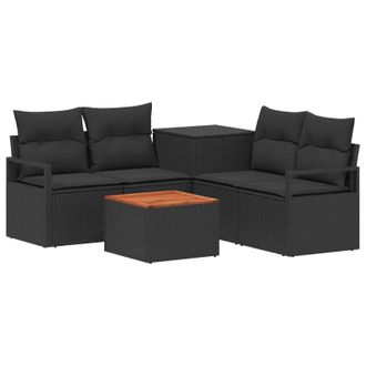 vidaXL Set Di Divani 6 Pz Nero Rattan Sintetico E Acciaio Vidaxl
