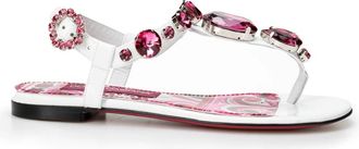 Dolce & Gabbana Witte platte schoenen met pinaforemetal breedte - Dames - Sandalen - Wit - 37 1/2 EU - Schoenen