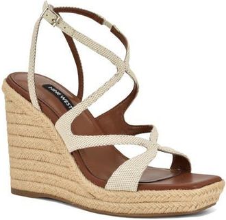 Nine West Adriane Platform Wedge Sandal in Ivory at Nordstrom, Size 8.5
