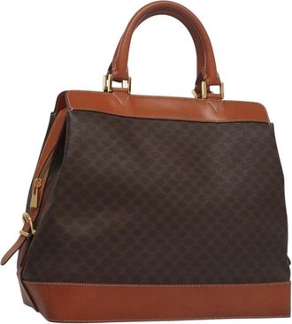 Celine Vintage Macadam Handbag Macadam Brown Pvc Handbag (Pre-Owned)