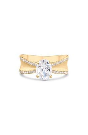 Kenneth Jay Lane Oval Cubic Zirconia Pav&eacute; Ring in Clear/Gold at Nordstrom Rack, Size 6