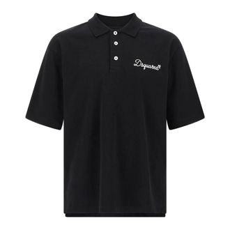Dsquared2 Tops, Heren, Zwart, XL, Katoen, Tennis Fit Polo Shirt
