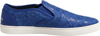 Dolce & Gabbana Blue Leather Lace Slip On Sneaker Mens Shoes