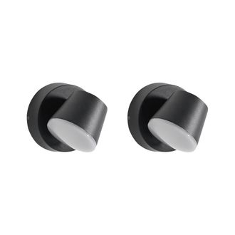 Beliani Conjunto De 2 L&aacute;mparas Led Para Pared De Exterior De Metal Aluminio Moderno Negro Salas