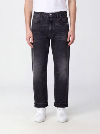 Amish Jeans wide leg a vita media in denim di cotone nero