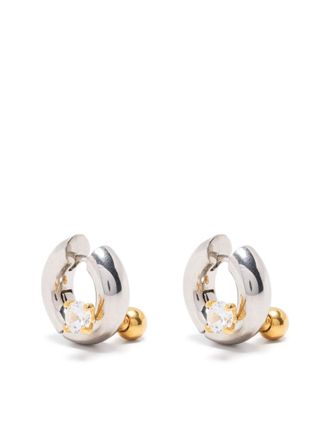 Panconesi crystal-embellished huggie hoops - Silver