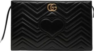 Gucci Pre-owned Matelass&eacute; Clutch - Dames - Vintage Clutch - Zwart - ONE Size - Leer - Vintage