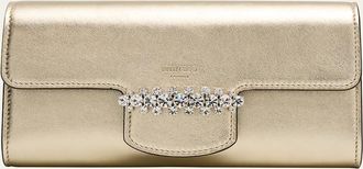Jimmy Choo London Bing Crystal Metallic Leather Wallet
