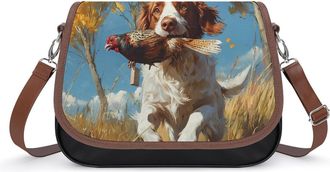 Generic Dog Duck Hunting Crossbody Bag Womens Handbag PU Message Bags Shoulder Purse with Adjustable Strap