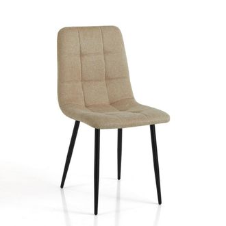 Oresteluchetta Set 4 sillas tela marr&oacute;n y metal negro H85 L42 P53 cm