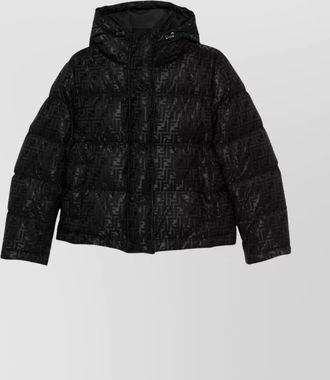 Fendi short cotton blend down jacket with drawstring
