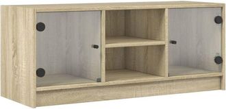 vidaXL Vidaxl - tv Cabinet with Glass Doors Sonoma Oak 102x37x42 cm