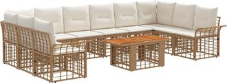vidaXL Conjunto De Sof&aacute;s De Jard&iacute;n 11 Uds. Natural Y Crema Vidaxl