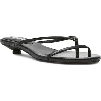 Steve Madden Terry Kitten Heel Flip Flop in Black Snake at Nordstrom, Size 7.5