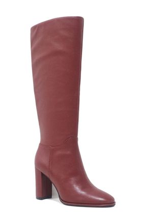 Kenneth Cole Lowell Boots Womens Rio Red Leather Block Heel Knee High LION343