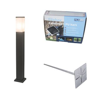 QAZQA Qazqa + Moderno L&aacute;mpara De Exterior Antracita 80 Cm Ip44 - Malios Con Piqueta De Tierra Y Prensaestopas Pl&aacute;stico /acero Inoxidable Cuadrada Adecuado P