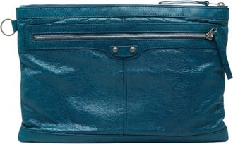 Balenciaga Blue Leather Clutch Bag (Pre-Owned)