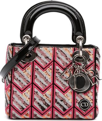 Dior Pre-owned Dior Mini Patent Sequined Lady Dior Ladies 04-MA-0165