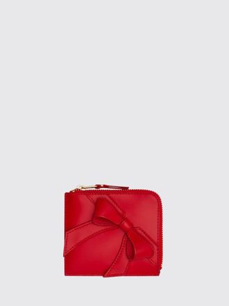 Comme Des Gar&ccedil;ons Bow Print Leather Wallet with Zip Closure