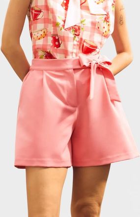 ModCloth Blushing Bow Shorts in Pink Lemonade at Nordstrom, Size X-Small