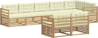 vidaXL Conjunto De Sof&aacute;s De Exterior 8 Uds. Blanco Y Crema Poli&eacute;ster Vidaxl