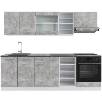 Vicco Mueble De Cocina R-line, Hormig&oacute;n/blanco, 240 Cm, Et Antracita