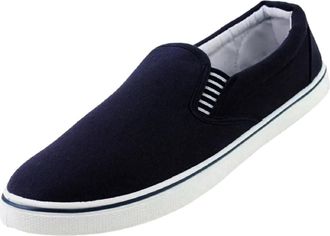 Generic Mens Slip on Canvas Summer Shoes (Navy White 2, UK Footwear Size System, Adult, Men, Numeric, Medium, 12)