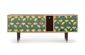StoryZ Mueble de TV verde y amarillo 2 cajones y 2 puertas L 170 cm
