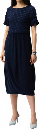 Joseph Ribkoff 3D Dot Jacquard Cocoon Dress In Midnight Blue