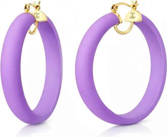 Gold & Honey Womens Frosted Lucite Hoop Earrings In Purple