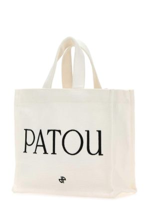 Patou Womens White Canvas Small Tote Patou Shopping Bag Exterior: Cotton Borse A Mano