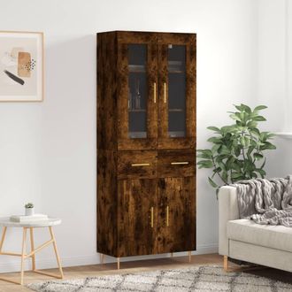 Berkfield Home Highboard Smoked Oak 69.5x34x180 cm Engineered Wood in Brown