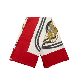 Herm&egrave;s Pre-owned Womens Brides De Gala Silk Scarf 90 - White Textile - One Size