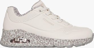 Skechers Uno - Safari Time Womens Casual Trainers Natural Duraleather/ Off White Leopard - Brown Pu - Size UK 8