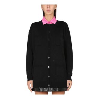 Moschino Truien & Vesten, Dames, Zwart, M, Wol, Cardigan Met Logo