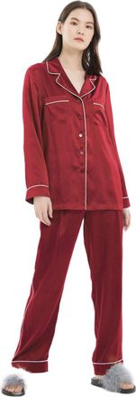 LilySilk Womens 22MM Gold Piping Silk Pajamas Set