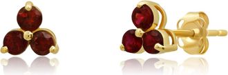 MAX + STONE 14k White or Yellow Gold Small Gemstone Trio Round Stud Earrings