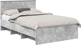 vidaXL Estructura De Cama Con Cabecera Gris Concreto 137 X 203 Cm Vidaxl
