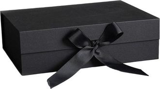OEM Caja De Regalo Con Lazo, Tapa, Cinta De Papel, Caja Magn&eacute;tica Para Bodas, Cumplea&ntilde;os, Navidad, Aniversarios (negra, 23 X 17 X 7 Cm)